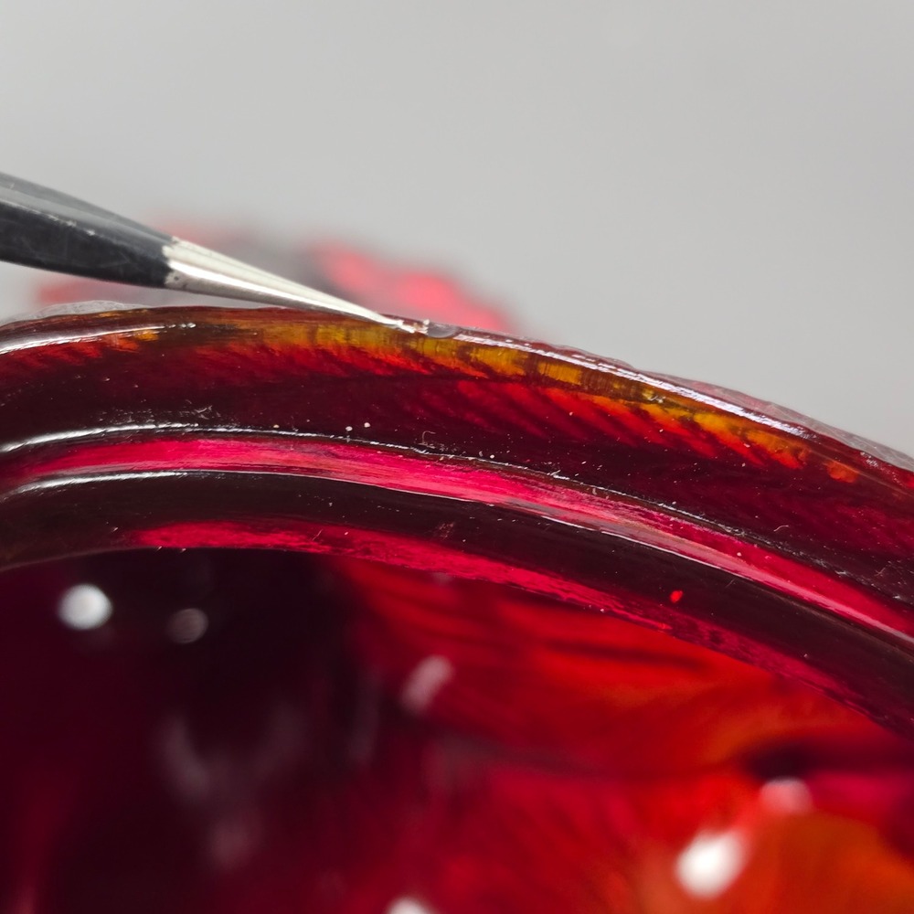 Vintage Ruby Red Slag Glass Rooster Candy Dish Pedestal Covered Compote 2pc - Picture 5 of 14
